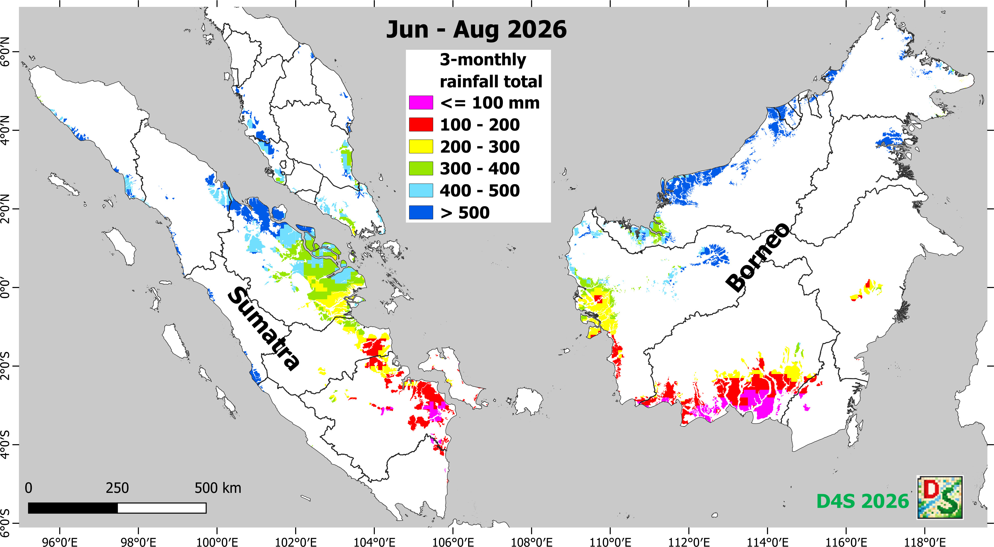 Map of 3-month rainfall total, SE Asia
